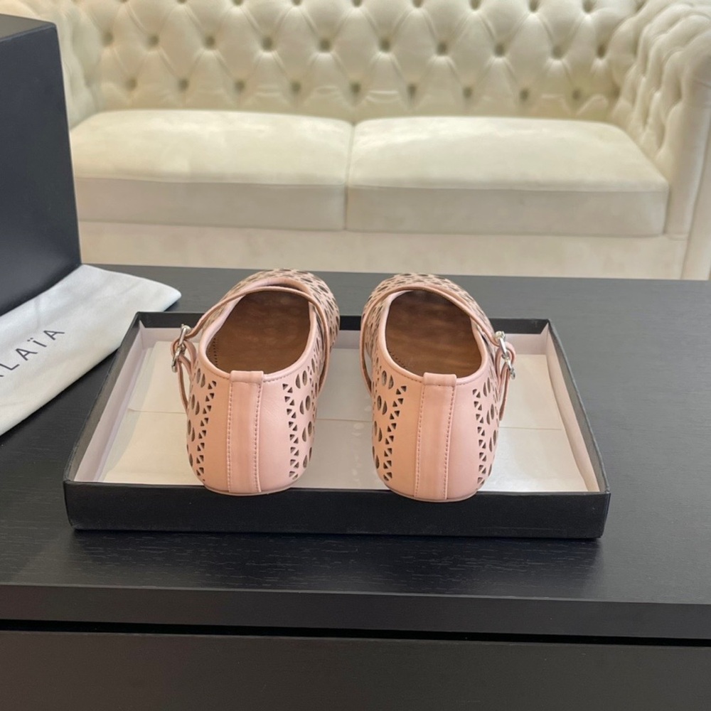 Alaia Pink Perforated Mary Jane Flats - Picture 6 of 8